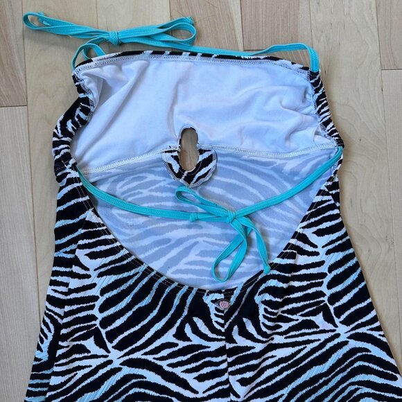 Y2K White & Blue Zebra Print Mini Dress - La Vie en Rose (Size Small) - Picture 7 of 8